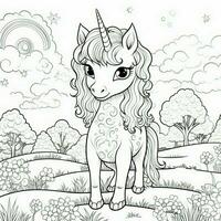 kawaii Einhorn Färbung Seiten foto