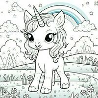 kawaii Einhorn Färbung Seiten foto