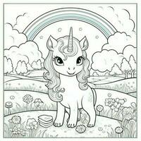 kawaii Einhorn Färbung Seiten foto