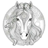 Mandala Pferd Färbung Seiten foto