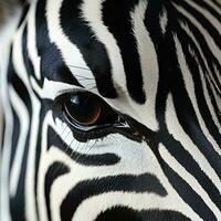 Nahansicht von ein Zebra Auge. generativ ai foto