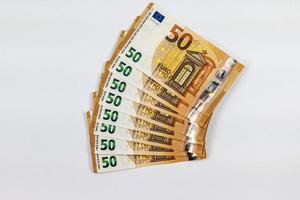 die fächerförmigen 50-Euro-Banknoten foto
