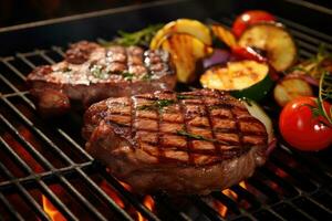 gegrillt Fleisch Steak mit Gemüse. foto