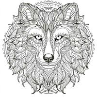 Mandala Wolf Färbung Seiten foto