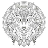 Mandala Wolf Färbung Seiten foto