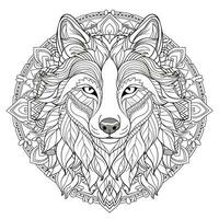 Mandala Wolf Färbung Seiten foto