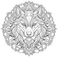 Mandala Wolf Färbung Seiten foto