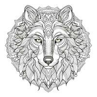 Mandala Wolf Färbung Seiten foto