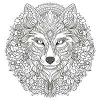 Mandala Wolf Färbung Seiten foto