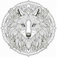 Mandala Wolf Färbung Seiten foto