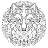 Mandala Wolf Färbung Seiten foto