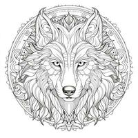 Mandala Wolf Färbung Seiten foto