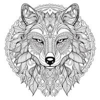 Mandala Wolf Färbung Seiten foto