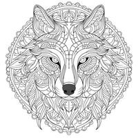 Mandala Wolf Färbung Seiten foto