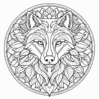 Mandala Wolf Färbung Seiten foto