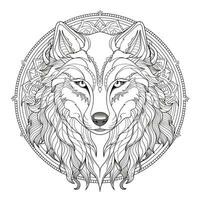 Mandala Wolf Färbung Seiten foto