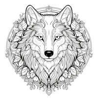 Mandala Wolf Färbung Seiten foto