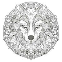 Mandala Wolf Färbung Seiten foto