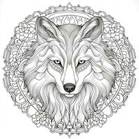 Mandala Wolf Färbung Seiten foto