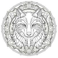 Mandala Wolf Färbung Seiten foto