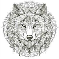 Mandala Wolf Färbung Seiten foto