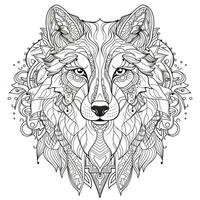 Mandala Wolf Färbung Seiten foto