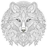 Mandala Wolf Färbung Seiten foto