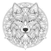 Mandala Wolf Färbung Seiten foto