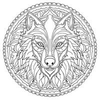 Mandala Wolf Färbung Seiten foto