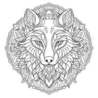 Mandala Wolf Färbung Seiten foto