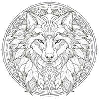 Mandala Wolf Färbung Seiten foto