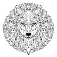 Mandala Wolf Färbung Seiten foto