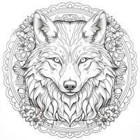 Mandala Wolf Färbung Seiten foto