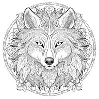 Mandala Wolf Färbung Seiten foto