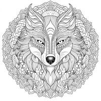 Mandala Wolf Färbung Seiten foto