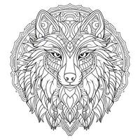 Mandala Wolf Färbung Seiten foto