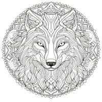 Mandala Wolf Färbung Seiten foto