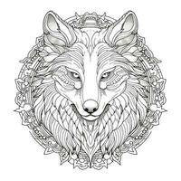 Mandala Wolf Färbung Seiten foto