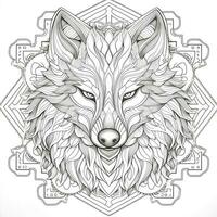 Mandala Wolf Färbung Seiten foto