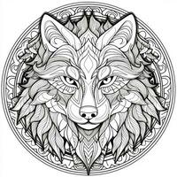 Mandala Wolf Färbung Seiten foto