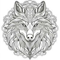 Mandala Wolf Färbung Seiten foto