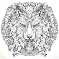 Mandala Wolf Färbung Seiten foto