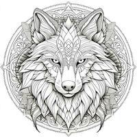 Mandala Wolf Färbung Seiten foto