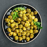 Brüssel sprießen Gemüse Essen Mahlzeit Essen Snack auf das Tabelle Kopieren Raum Essen Hintergrund foto