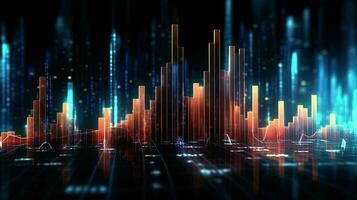 generativ ai, Lager Markt Diagramm Linien, finanziell Graph auf Technologie abstrakt Hintergrund vertreten finanziell Krise, finanziell Kernschmelze. Technologie Konzept, Handel Markt Konzept. foto