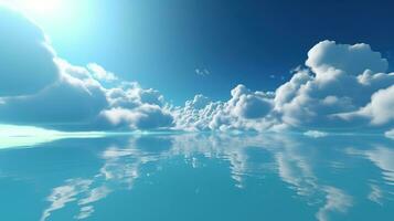 generativ ai, Blau Fantastisch 3d Wolken auf das Boden, Himmel und Landschaft. sanft Farben und mit hell Beleuchtung. foto
