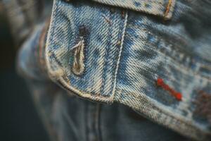 Blau Jeans Knopfloch Detail foto