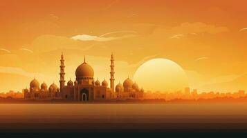 Ramadan kareem Hintergrund mit Moschee und Mond foto