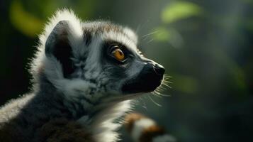 Nahansicht von ein Ringelschwanz Lemur . generativ ai foto