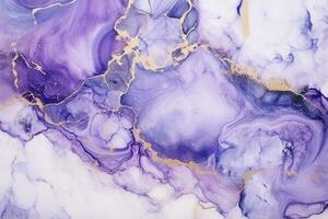 Weiss, funkeln Gold und lila detailliert Marmor Hintergrund Foto. generativ ai foto
